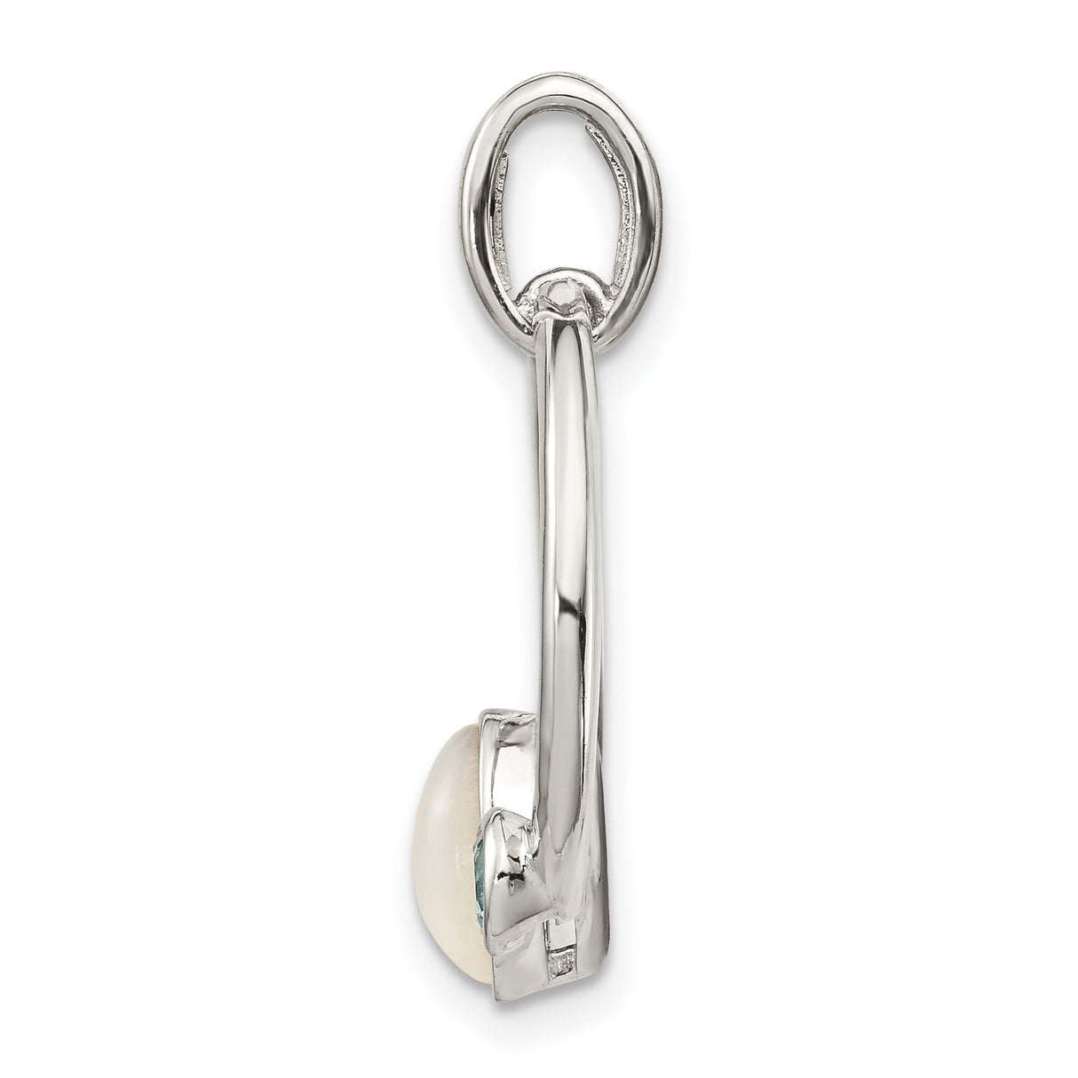 Sterling Silver Pendant with Mother Of Pearl and Swiss Blue Topaz, Open Circle Symbol of Balance