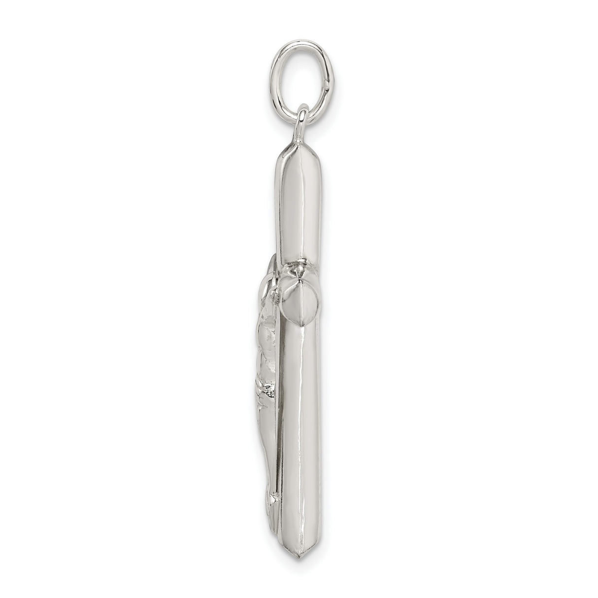 Sterling Silver Crucifix Cross Pendant with Raised Christ Design, Religious Charm for Men and Women