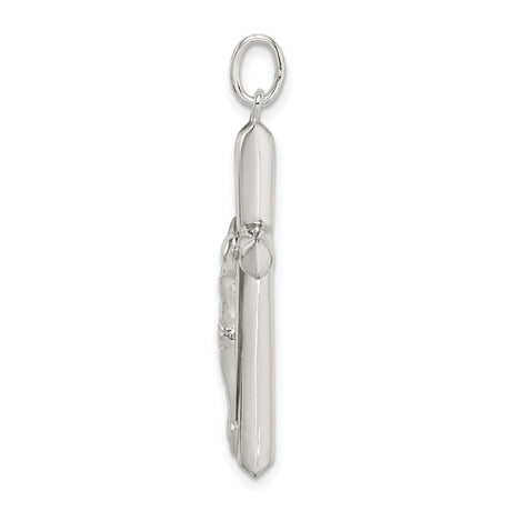 Sterling Silver Crucifix Cross Pendant with Raised Christ Design, Religious Charm for Men and Women
