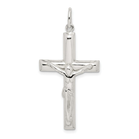 Sterling Silver Crucifix Cross Pendant with Raised Christ Design, Religious Charm for Men and Women
