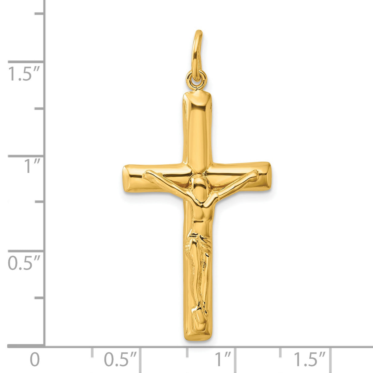 Sterling Silver Crucifix Cross Pendant with Jesus Figure, High Polish Religious Symbol