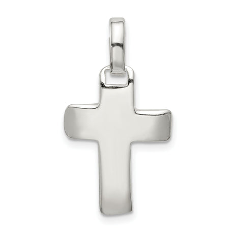 Sterling Silver Cross Pendant with Flat Latin Cross Design and Chain-Ready Loop