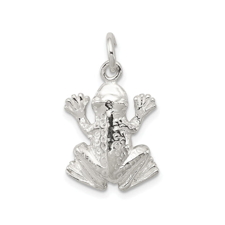 Sterling Silver Frog Pendant Charm, Nature Inspired Animal Totem Symbolizing Transformation and Luck