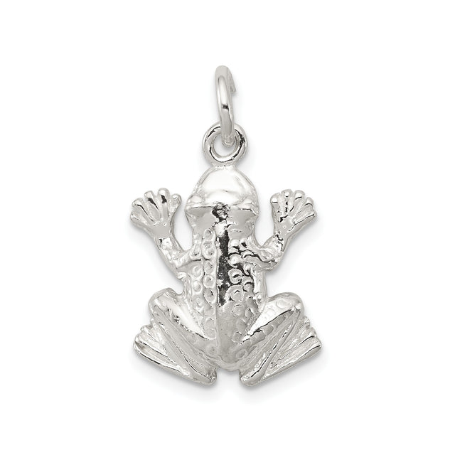 Sterling Silver Frog Pendant Charm, Nature Inspired Animal Totem Symbolizing Transformation and Luck