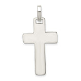Sterling Silver Cross Pendant with Mirror Finish and Rounded Edges, Unisex Faith Charm