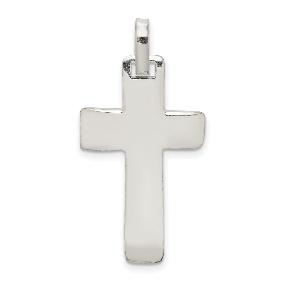 Sterling Silver Cross Pendant with Mirror Finish and Rounded Edges, Unisex Faith Charm