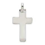 Sterling Silver Cross Pendant with Mirror Finish and Rounded Edges, Unisex Faith Charm