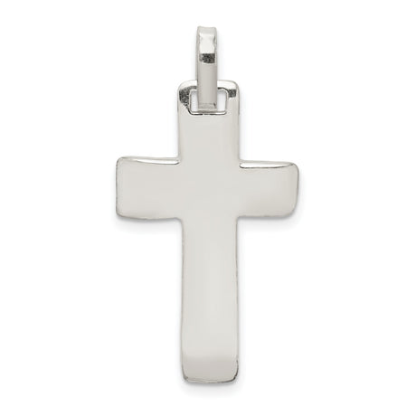 Sterling Silver Cross Pendant with Mirror Finish and Rounded Edges, Unisex Faith Charm