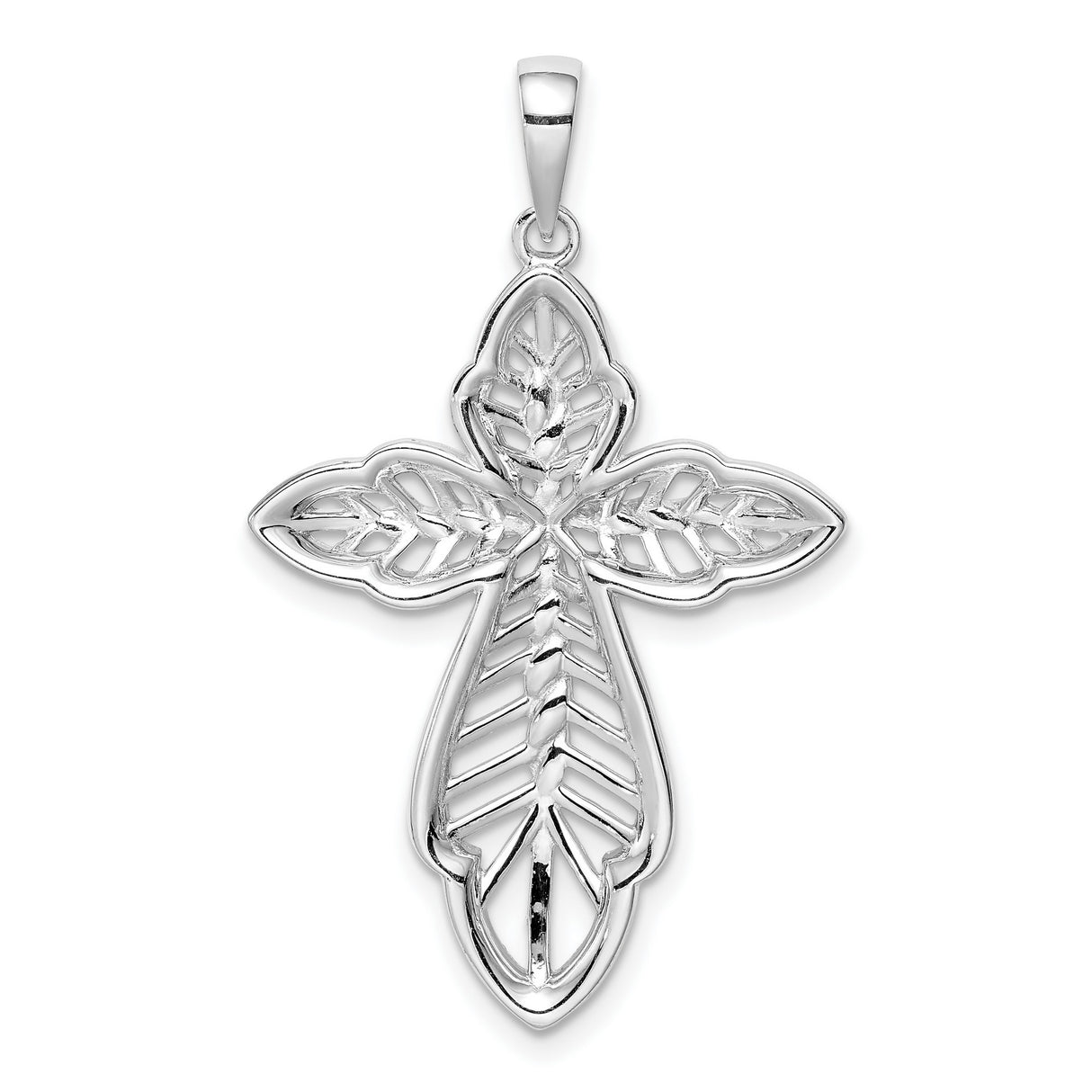 Sterling Silver Cross Pendant with Layered Gold Detail and Textured Openwork Design