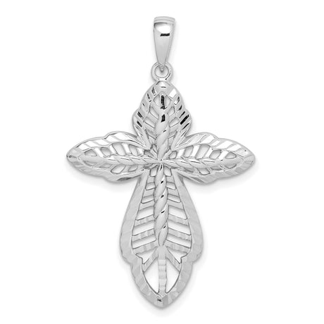 Sterling Silver Cross Pendant with Layered Gold Detail and Textured Openwork Design
