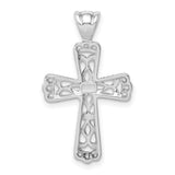 Sterling Silver Cross Pendant with Filigree Leaf and Teardrop Design for Men and Women