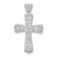 Sterling Silver Cross Pendant with Filigree Leaf and Teardrop Design for Men and Women