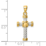 Sterling Silver Cross Pendant with Two Tone Rope Texture and Twisted Design for Men and Women