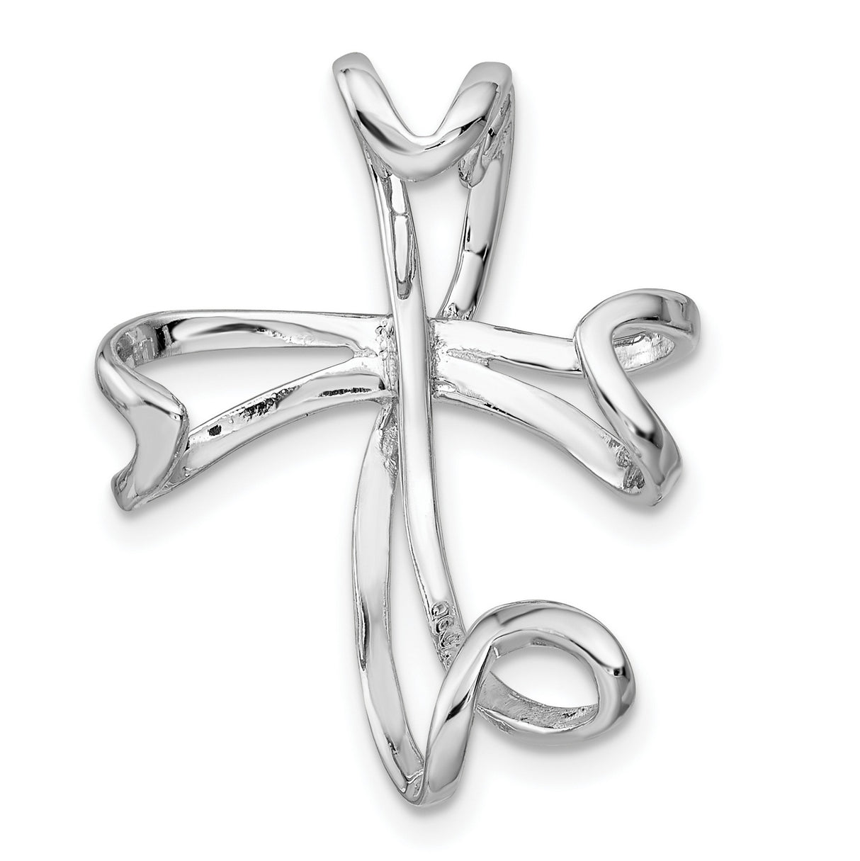 Sterling Silver Cross Pendant with Openwork Design and Polished Finish for Men and Women