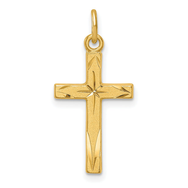 Sterling Silver Cross Pendant with Polished Matte Finish and Brushed Texture for Men and Women