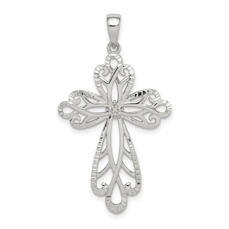 Sterling Silver Cross Pendant with Ornate Filigree Design for Men and Women