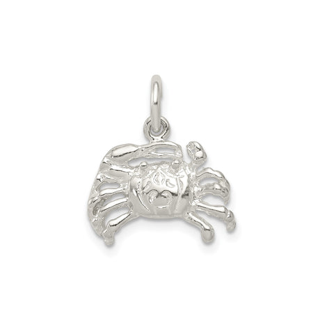 Sterling Silver Crab Pendant with Cancer Zodiac Symbol, Nautical Ocean Animal Charm