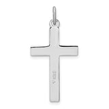 Sterling Silver Cross Pendant with Beveled Edges and Polished Finish, Modern Religious Charm