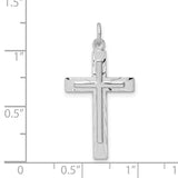 Sterling Silver Cross Pendant with Beveled Edges and Polished Finish, Modern Religious Charm