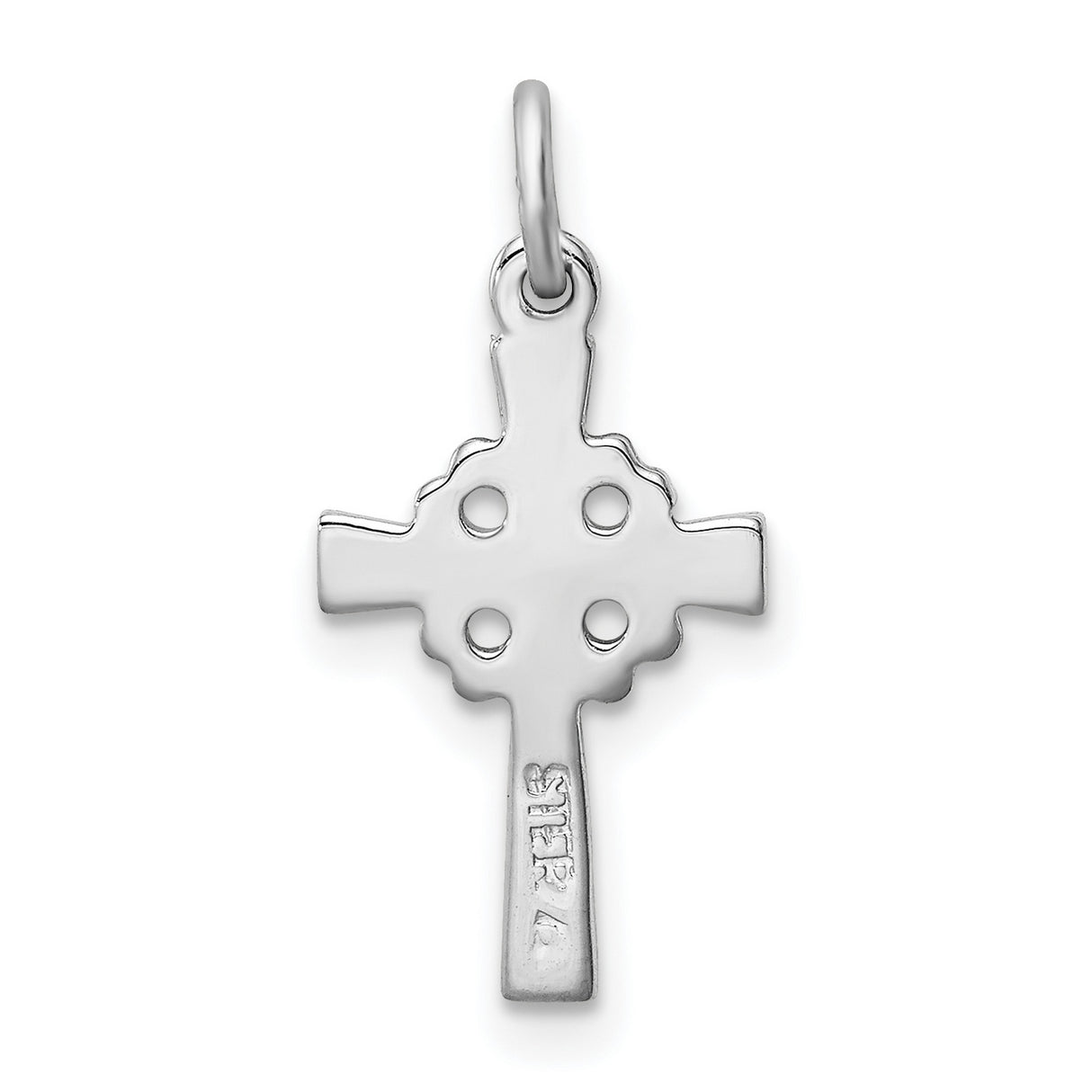 Sterling Silver Cross Pendant with Diamond Accents and Cubic Zirconia Inlay, Religious Design