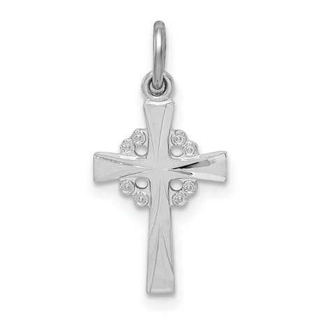 Sterling Silver Cross Pendant with Diamond Accents and Cubic Zirconia Inlay, Religious Design
