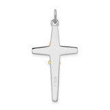 Sterling Silver Ichthys Cross Pendant, Polished Two-Tone Religious Design for Men and Women