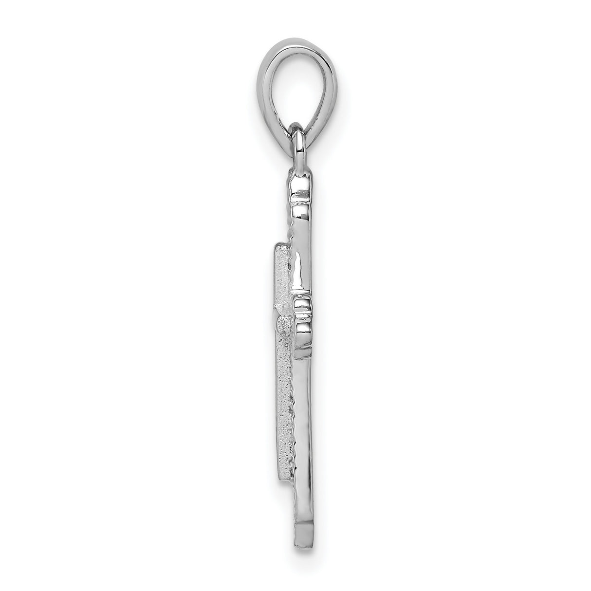 Sterling Silver Cross Pendant with Textured Mirror Finish and Layered Raised Design