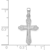 Sterling Silver Cross Pendant with Textured Mirror Finish and Layered Raised Design