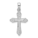 Sterling Silver Cross Pendant with Textured Mirror Finish and Layered Raised Design