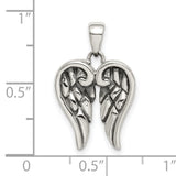 Antiqued Wing Charm Pendant in Real 925 Sterling Silver