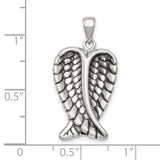 Antiqued Wing Charm Pendant in Real 925 Sterling Silver