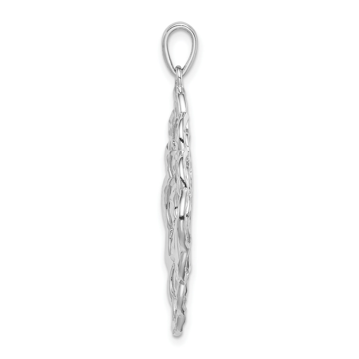 Sterling Silver Angel Pendant with Scalloped Edges and Guardian Angel Design