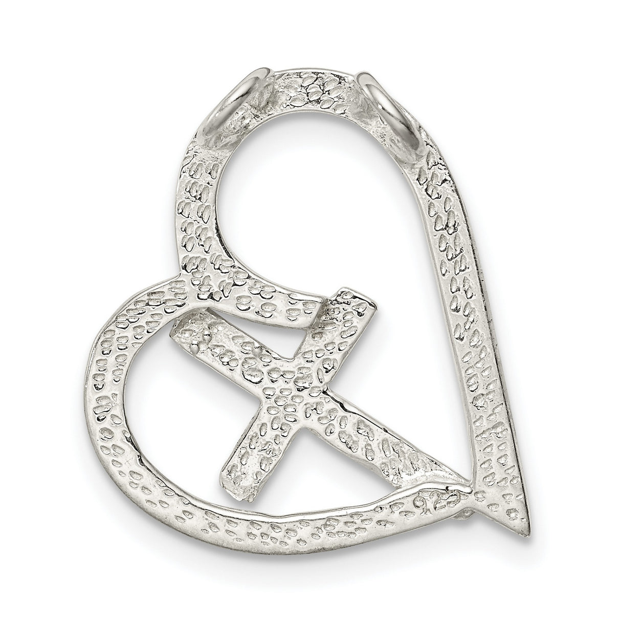 Sterling Silver Cross Heart Pendant with Sliding Chain, Mirror Finish, Modern Spiritual Jewelry