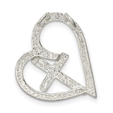 Sterling Silver Cross Heart Pendant with Sliding Chain, Mirror Finish, Modern Spiritual Jewelry