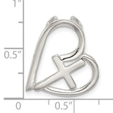 Sterling Silver Cross Heart Pendant with Sliding Chain, Mirror Finish, Modern Spiritual Jewelry