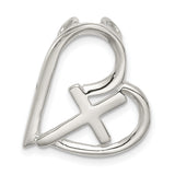 Sterling Silver Cross Heart Pendant with Sliding Chain, Mirror Finish, Modern Spiritual Jewelry