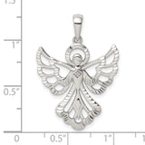 Diamond and Diamond-cut Angel Charm Pendant in Real 925 Sterling Silver