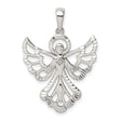 Diamond and Diamond-cut Angel Charm Pendant in Real 925 Sterling Silver