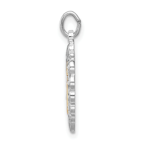 Cross Heart Charm Pendant in Real 925 Sterling Silver