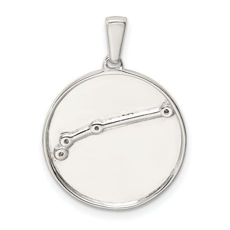 Sterling Silver Round Pendant with Cubic Zirconia, Big Dipper Constellation Design for Women