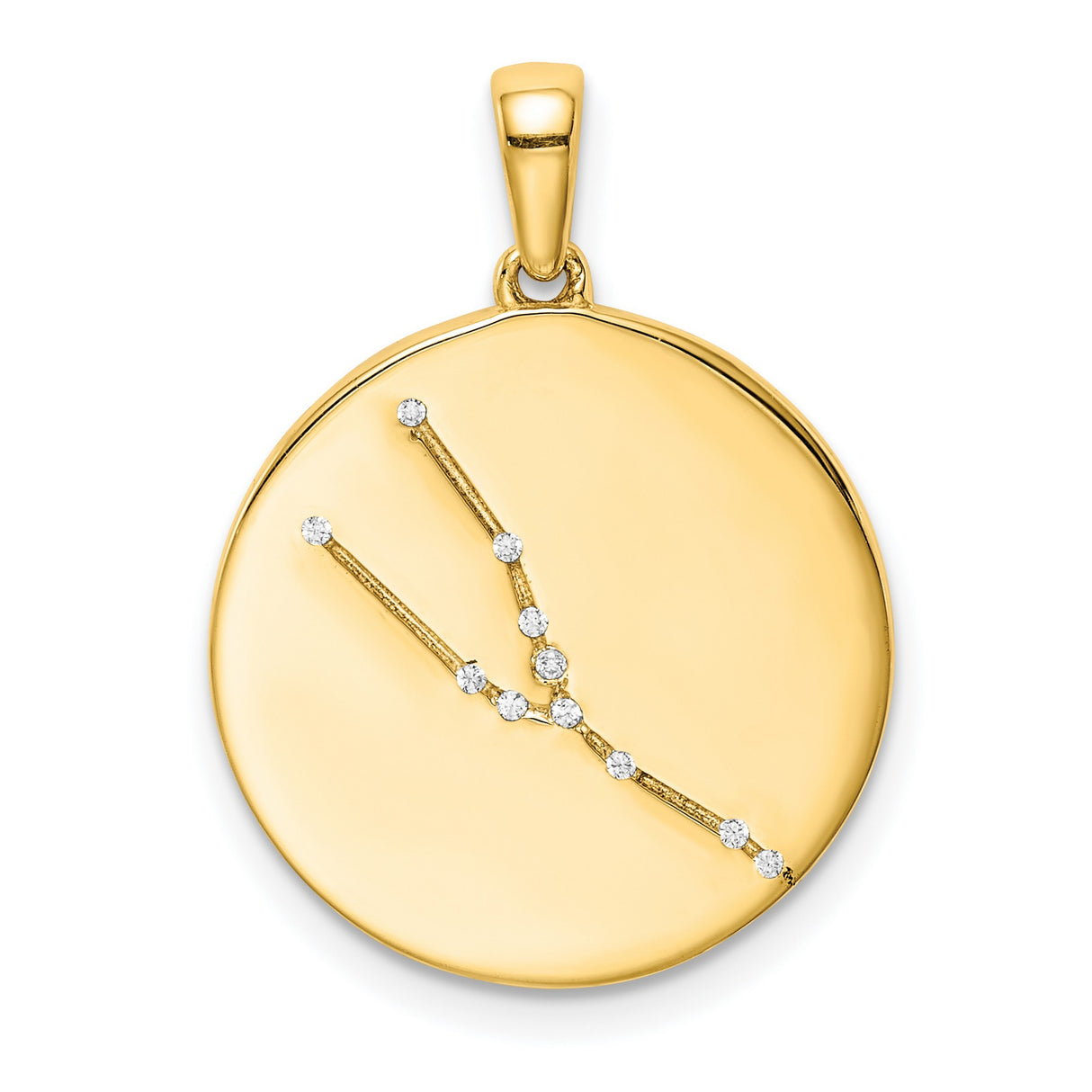 Taurus Constellation Symbol With CZ Stars Charm Pendant in Real 925 Sterling SIlver