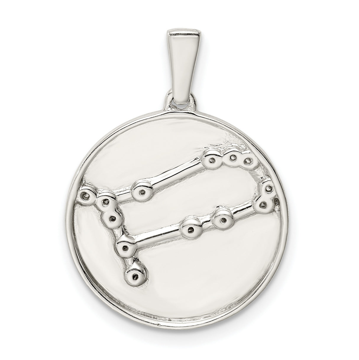 Gemini Constellation Symbol With CZ Stars Charm Pendant in Real 925 Sterling Silver