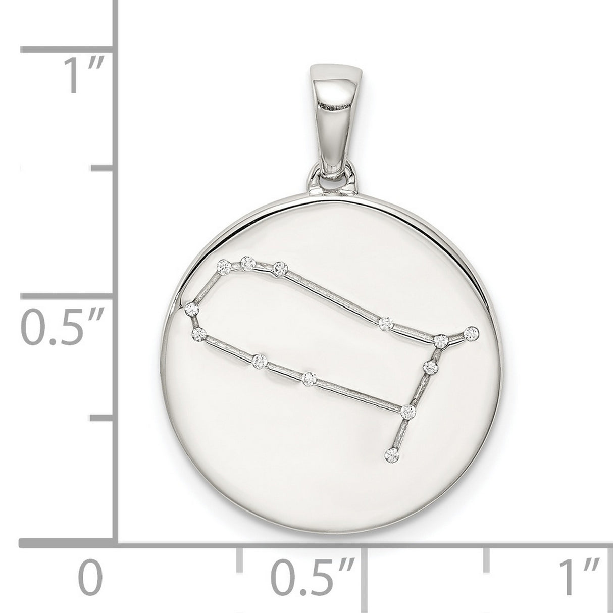 Gemini Constellation Symbol With CZ Stars Charm Pendant in Real 925 Sterling Silver