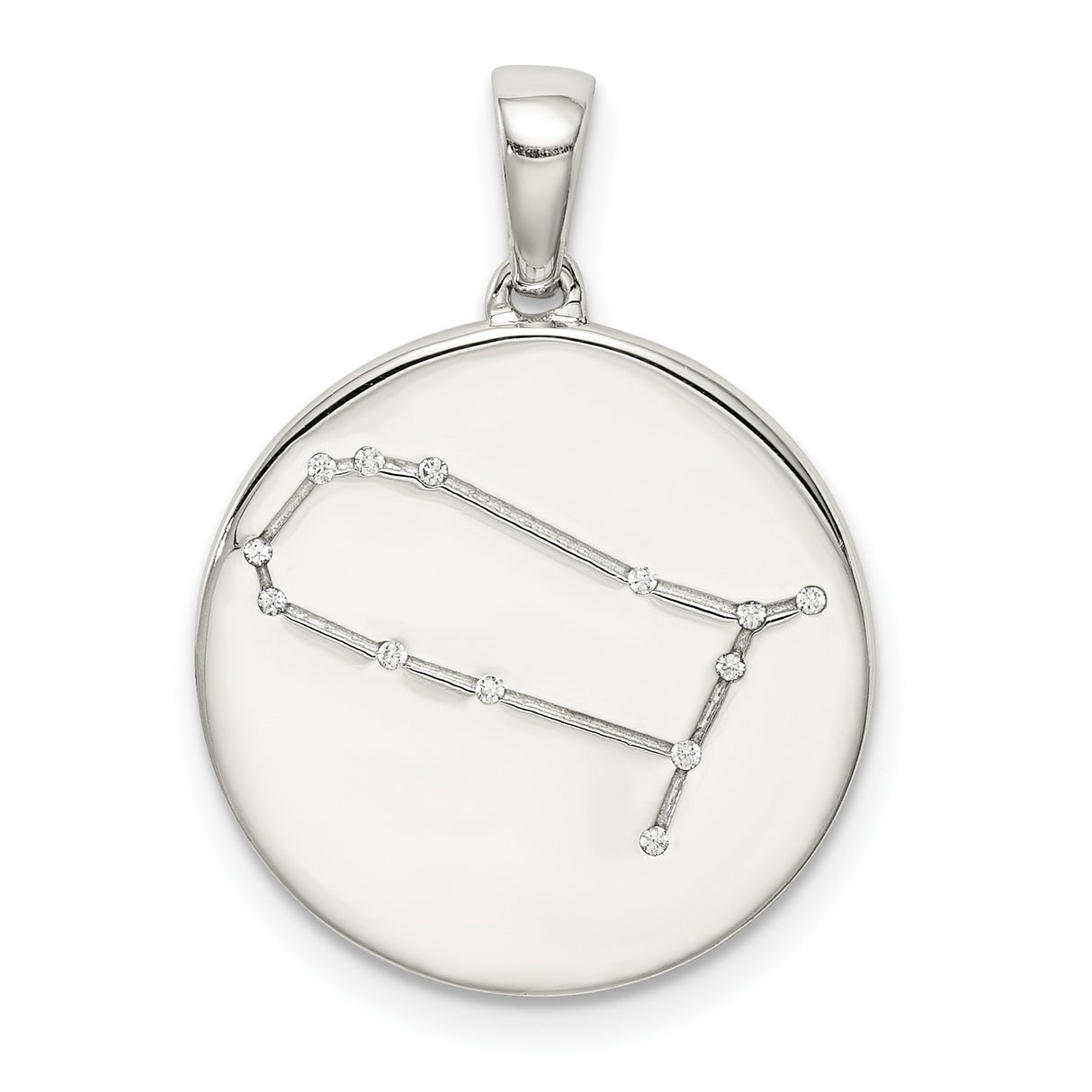 Gemini Constellation Symbol With CZ Stars Charm Pendant in Real 925 Sterling Silver