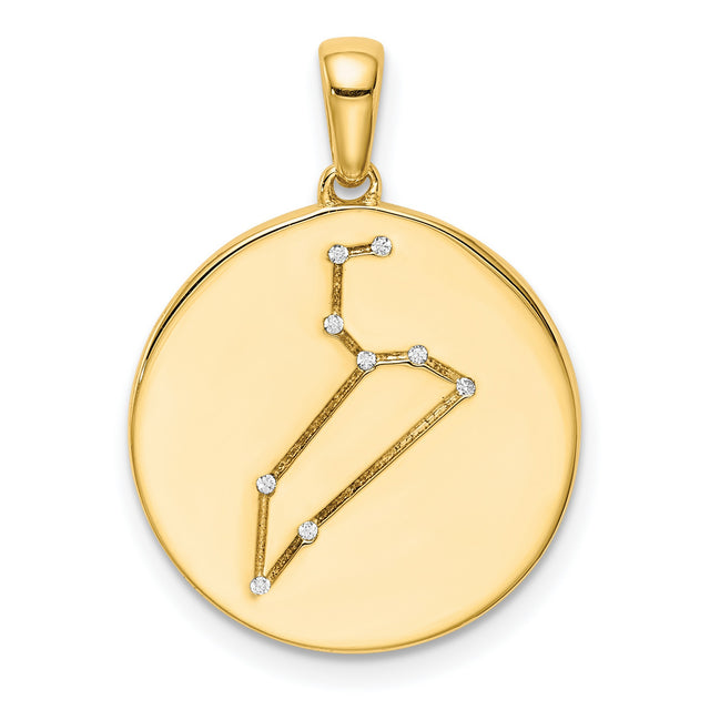 Leo Constellation Symbol With CZ Stars Charm Pendant in Real 925 Sterling SIlver