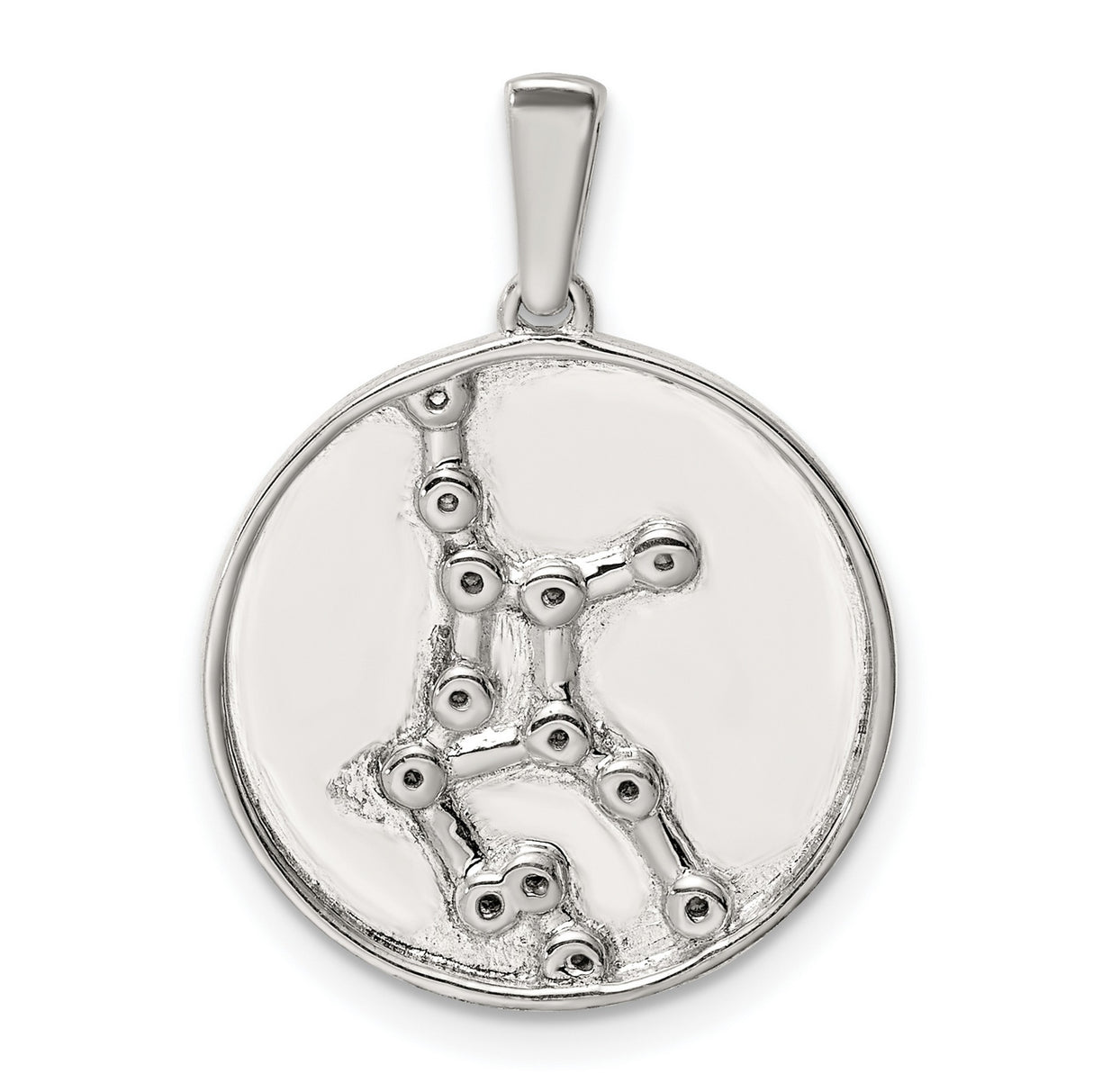 Virgo Constellation Symbol With CZ Stars Charm Pendant in Real 925 Sterling Silver