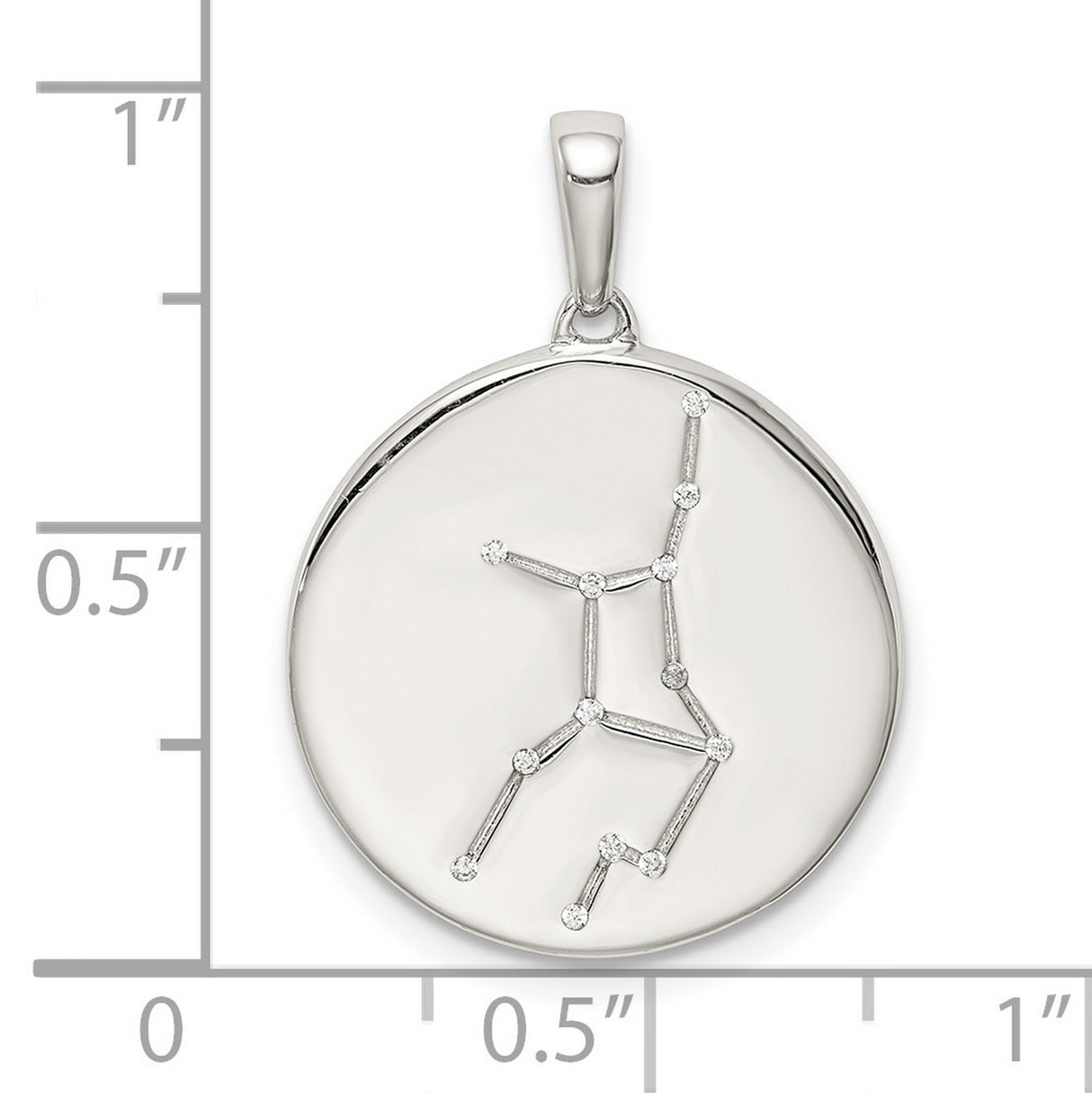 Virgo Constellation Symbol With CZ Stars Charm Pendant in Real 925 Sterling Silver