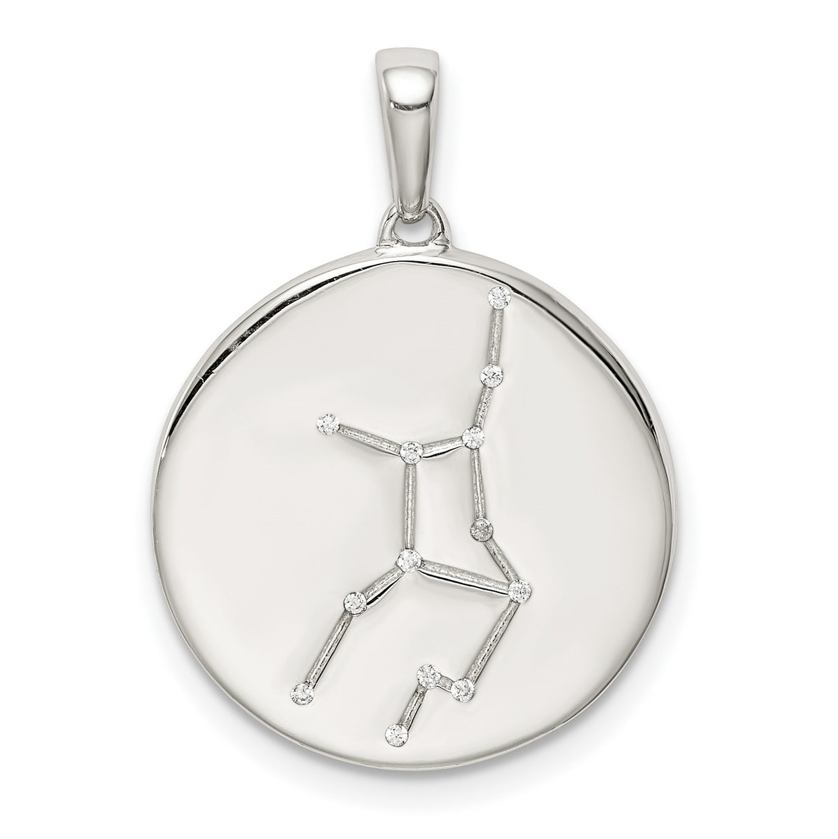 Virgo Constellation Symbol With CZ Stars Charm Pendant in Real 925 Sterling Silver
