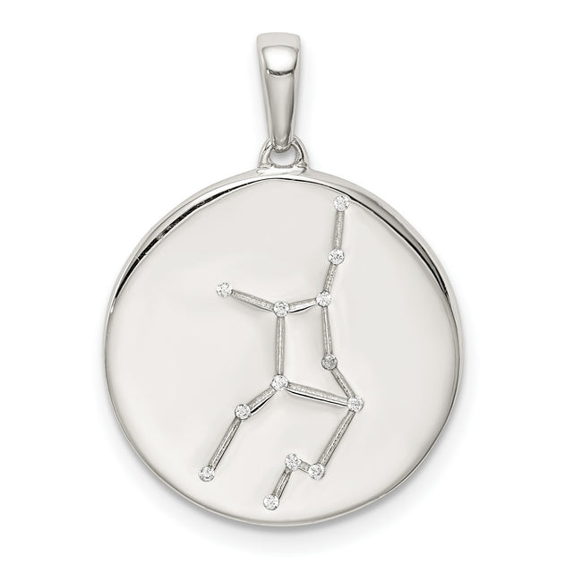 Virgo Constellation Symbol With CZ Stars Charm Pendant in Real 925 Sterling Silver