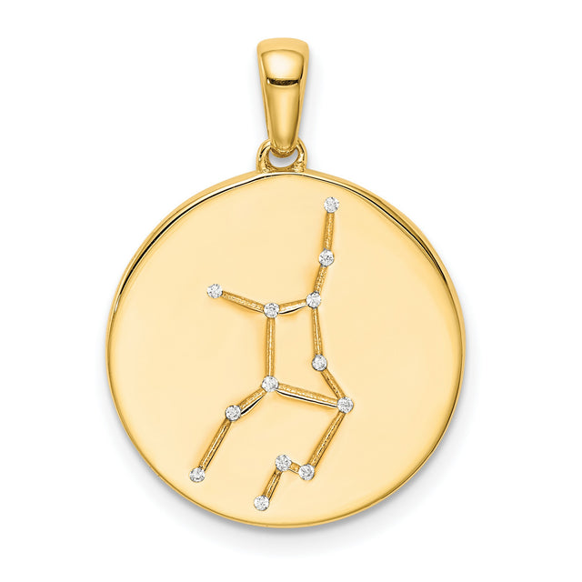 Virgo Constellation Symbol With CZ Stars Charm Pendant in Real 925 Sterling SIlver